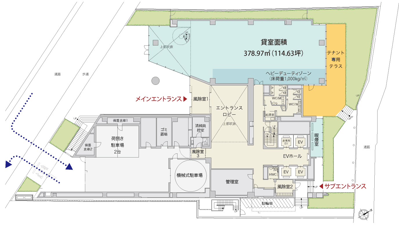 〈１階平面図／敷地配置図〉